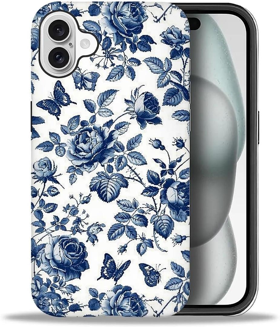 Case Compatible with iPhone 16, Peony and Rose Sketch Art Girl Hybrid 2-Layer Hard Shell + Silicone Protective Case -Scratch-Resistant Shockproof for iPhone 16.