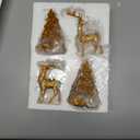 2 Pcs Christmas Tree Figurines and 2 Pcs Christmas Reindeer Figurines, Gold Tabletop Christmas Decorations Resin Christmas Tree and Elk Statues for Table Centerpieces Desk Shelf Fireplace Decor