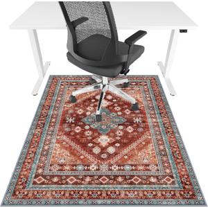 Office Chair Mat for Hardwood Floor & Tile Floor, 36"X 48" Heavy Duty Desk Chair Mat for Hard Floors, Under Desk Rug for Rolling Computer Chair, Anti Slip, Low Pile Carpet Floor Protector-Brown Red