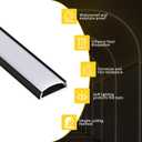 10-Pack Black Bendable LED Aluminum Channel, 3.3ft/1M Flexible Strip Diffuser with Milky White Cover, Recessed Housing for 12.5mm Wide Tape Light, Ideal for Curved Walls Drywall