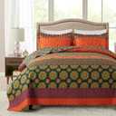 Homcosan Quilt Set, 3-Piece Queen Size Quilt Set with 2 Pillow Shams- Boho Reversible Soft and Lightweight King Quilt Bedding Bedspread Coverlet Set for All Season Use (Pumpkin) (Queen-90"x98")