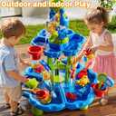 Flowers Sand and Water Activity Table for Kids 3-8, Sensory Play Table with Waterfall Design & Beach Toy Set, Outdoor Backyard Playset for Toddlers 2-6, Great Birthday Present, Large