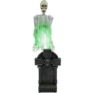 Haunted Hill Farm Motion Activated Floating Skeleton Ghost Over Tombstone by Tekky, Battery Operated Halloween Animatronic for Indoor or Covered Outdoor Creepy Halloween Decorations, Halloween Props