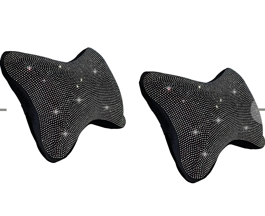 MINICO 2 Pcs Bling Car Seat Neck Rest Pillow, Car Headrest Neck Pad Cushion Pillow, Sleeping Travel Auto Seat Headrest Support Neck Pillow AB