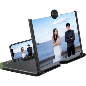 12" Screen Magnifier,3D HD Smart Mobile Phone Amplifier,Portable Phone Screen Video Magnifier Stand Bracket,Supports All Smartphones(Black)