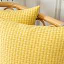 UGASA Outdoor Waterproof Pillow Covers Pack of 2 Weaving Texture Water Resistant Outside Decorative Pillow Cases for Patio Garden Porch Yard Bench Tent 12x20 Inch, Yellow