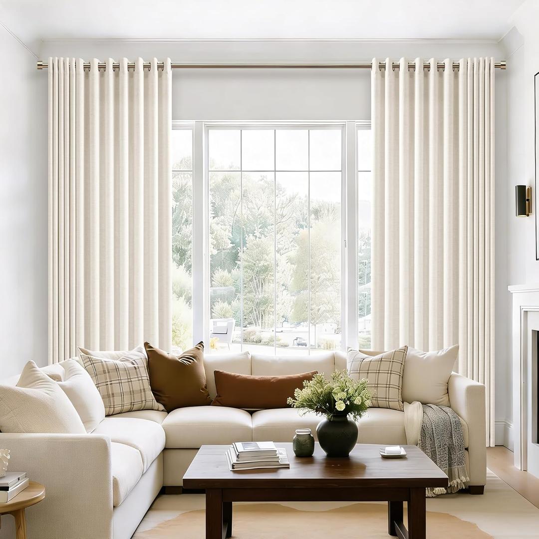 Natural Linen 102 Inch Curtains 72 Inch Width for Living Room Divider Light Filtering Semi Sheer Extra Wide Patio Curtains for Sliding Door Balcony Floor to Ceiling Window 72x102 1 Panel