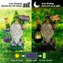 Lovinland Garden Gnome Statue Outdoor Decor Large Flocked Resin Gnome Figurine with Solar Light Holding Lantern Welcome Sign Garden Yard Decorations Dwarf Sculpture for Outside Patio Porch Lawn Decor, 35,1 x 21,1 cm