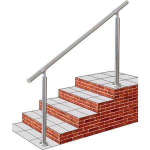 Outdoor 5 Step Handrail, DIY 304 Stainless Steel Transitional Hand Rails with Installation Kit,Silver Porch Stair Railing for Concrete Brick or Wooden Steps, 67x36