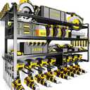 Power Tool Organizer Wall Mount,4 Layers Heavy Duty Storage Rack with 8 Drill Holder, Easy Installation, Tool Organizer Wall Mount for Garage Workshop and Home Organization. (black)