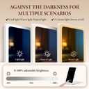 3 x Travel Makeup Mirror with Time & Temperature Display, 2000mAh Rechargeable Battery, 7.5" Portable Foldable Lighted Mirror with 148 Led Lights, 3 Color Lighting Modes, Touch Dimming