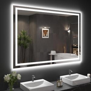 Snowdool 48"X36" LED Bathroom Mirror with Front Lights and Backlit, Anti-Fog, Dimmable, Shatter-Proof Tempered Glass, Lighted Bathroom Vanity Mirror for Wall with 3 Colors, Memory Function