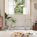 Free Standing Dog Gate Indoor, Foldable Dog Gate for Doorways Stairs, 4-Panel, 24"Tall