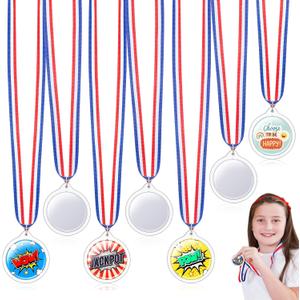 Tatuo 200 Pcs Design Your Own Award Medals with Neck Ribbons Kit Back to School DIY Blank Medals for Kids Adults Fun Craft Activity Graduation Gift School Party