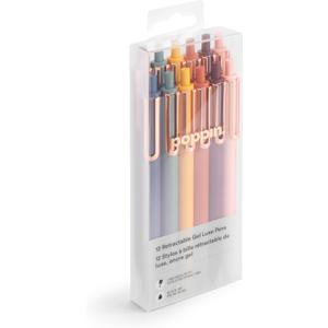 Poppin Stylish Retractable Gel Pens - Fine Point, 0.7mm Tip, Smooth Writing Ink, Metal Clip, Assorted Desert with Black Ink, 12 Pack