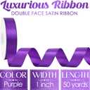 2 x MEEDEE Purple Ribbon 1 Inch Purple Satin Ribbon Lux Double Faced Satin Ribbons by 50 Yards Polyester Wrapping Ribbons for Crafts, Weddings, Flower Bouquet, Holiday Decorating