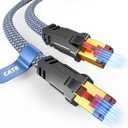 Snowkids Cat 8 Ethernet Cable 15 FT, Braided Heavy Duty High Speed Internet/LAN/Network Cable, 40Gbps 2000Mhz, Indoor and Outdoor Flat Patch Cord RJ45 Connector for Gaming, PC, Modem, Router