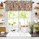 Kitchen Cafe Valance Curtain for Small Windows,Thanksgiving Farm Harvest Rod Pocket Blackout Curtains,Fall Maple Leaves on Buffalo Plaid Darkening Window Treatment for Living Room Bedroom Bathroom (54"W x 18"L (Pack of 1), Multi Color)