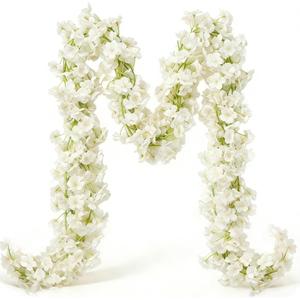 YRIOWMI 10PCS 59FT Artificial Silk Cherry Blossom Garland, Hanging Sakura Flower Vines for Wedding Party Home Arch Office Sakura Decor (White)