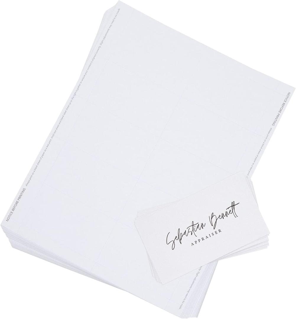 Juvale Printable Business Cards for Self Adhesive Sleeves (3.75x2.36 in, 50 Sheets/500 Pieces)