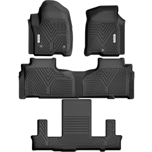YITAMOTOR 3 Rows Floor Mats Fit for 2021-2025 Chevrolet Tahoe/GMC Yukon/Cadillac Escalade with 2nd Row Bucket Seats, Custom Fit Black TPE All-Weather 1st & 2nd 3rd Row Floor Liners