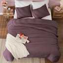 WRENSONGE Queen Comforter Set - 3 Pieces Prewashed Deep Purple Comforter Soft Lightweight for All Seasons,Down Alternative Comforters Queen Size with 2 Pillow Shams