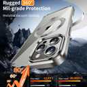[CD Metal Ring & Invisible 360 Spin Stand] Magnetic Case for iPhone 16 Pro Max [Electroplated Shockproof Bumper ][Compatible with Mag Safe]Cover with Stand for Women Men Slim Clear, Natural Titanium