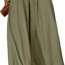 Eytino Womens Plus Size Wide Leg Pants Flowy Drawstring High Waisted Palazzo Pants Lounge Trousers with Pockets, 3X Mist Green