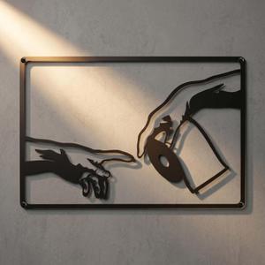 Zckjnoi Funny Metal Wall Art Sculpture Inspired by Creation of Adam 15.8"x10" Black Iron Laser Cut Wall Decor Creative Home and Bathroom Wall Decoration