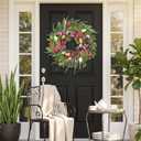 Wreaths for Front Door 24 Inch Artificial Spring Wreath with Tulip,Roses,Eucalyptus Leaf, Berry, Butterflies,Summer Wreath for Home Wall Porch Window Easter Year-Round Indoor/Outdoor Decor