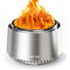 EAST OAK Fuoco Smokeless Fire Pit 21'' for Patio and Outdoor, Stainless Steel Firepit Wood Burning Fireplace with Carrying Bag, Portable Outdoor Fire Pit with Stand & Removable Ash Pan for Outside