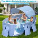 Foldable Pool with Canopy,Large Portable Pool for Adult, 85×50×22 in | Thickened Collapsible Folding Pool,20 Seconds Installation&Titanium Silver Canopy,Feels-Like Temp 50°F – 64.4°F,Blue