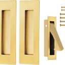 Pocket Door Hardware and Edge Pull,Stainless Steel Pocket Door Handles Latch,Recessed Finger Flush Pulls,for Closet,Sliding,Barn Door (Brushed Gold, 6Inch)