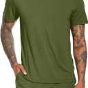 WiWi Mens Pajamas Set Soft Short Sleeve Pj Sleepwear Top and Shorts Pajama Sets Loungewear-Viscose from Bamboo S-3X (Medium, A-army Green)