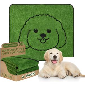 Qeils Reusable Puppy Pads, Washable Pee Pads for Dogs 4 Pack Durable Absorbent Leakproof Dog Training Pads for Home or Travel, Non-Slip Wee Wee Pads Potty Pads 30"x34"