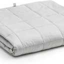 YnM Oeko-Tex Certified Premium 60 x 80 Inch 20 Pound Cotton Calming Heavy Weighted Blanket with Glass Beads for Queen and King Beds, Light Grey
