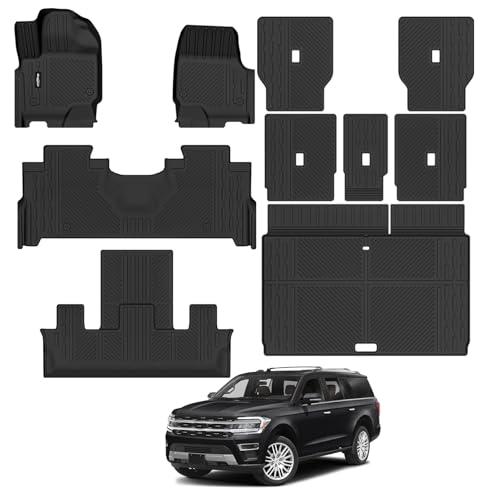 Bingoliner Floor Mats for 2025 2026 Ford Expedition Max 7 Seats with 2nd Row Bucket Seat, Trunk Mat and Backrest Mat All Weather TPE Protector for Ford Expedition Accessories