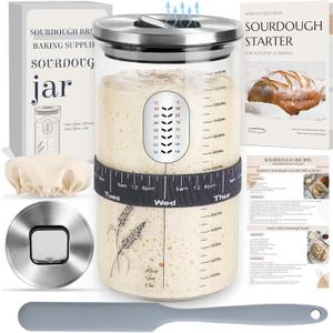 Sourdough Jar Wide Mouth, Sourdough Starter Kit Home and Kitchen, Starter Jar, Sour Dough Starter Kits, Sourdough Bread Baking Supplies, Sour Dough Starter Jars, Sourdough Jars Airflow Lid