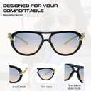 DreamCalf Oversized Aviator Sunglasses for Women with Gold Temples Trendy Large Big Double Bridge 2026 Designer Ladies Shades
