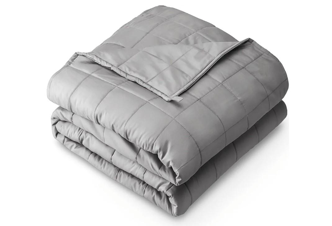 Bare Home Weighted Blanket All-Natural 100% Cotton with Nontoxic Glass Beads 40"x60" 10lbs, Light Grey