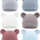 6 Pieces Newborn Baby Hat Bear Ears Infant Caps Baby Boy Girl Toddler Hats Infant Beanie Caps for 0-3 Months