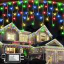 810 LED Christmas Lights Outdoor 82FT with 180 Drops, Christmas Decorations Hanging Lights 12 Modes, Dimmable Outsite Fairy String Lights for Wedding Party Holiday Winter Wonderland Decor Multicolor
