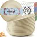 Homienly Deep Dinner Set of 12 - Alternative for Plastic, Microwave and Dishwasher Safe Wheat Straw Plates for Kitchen, Unbreakable Kids (Beige, 10 Inch)