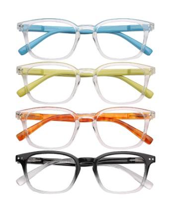 AQWANO 4 Pack Computer Reading Glasses Blue Light Filter Readers Glare Glasses for Men Women, +1.25