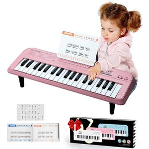 37 Keys Keyboard Piano for Kids, Pink Portable Music Toy for 2 Years Old Girls, Early Learning Educational Electronic Musical Instrument First Birthday Gifts for Toddler Aged 3 4 5 6 7 8 9