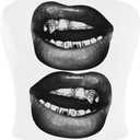 WDIRARA Women's Lip Graphic Tube Top Strapless Bandeau Sleeveless Crop Tops (L)