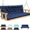 Porch Swing Cushions, Outdoor Swing Replacement Cushions 3 Seater with Backrest, Thickened Waterproof Bench Cushion with Ties for Patio, Outdoor, Backyard and Garden (Navy) (60x40")