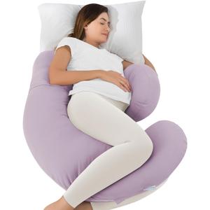 QUEEN ROSE Pregnancy Pillows, Cooling Body Pillow for Pregnancy Sleeping, F Shaped Maternity Pillow for Pregnant Women, Back & Belly Support, Pregnancy Must Haves, Purple