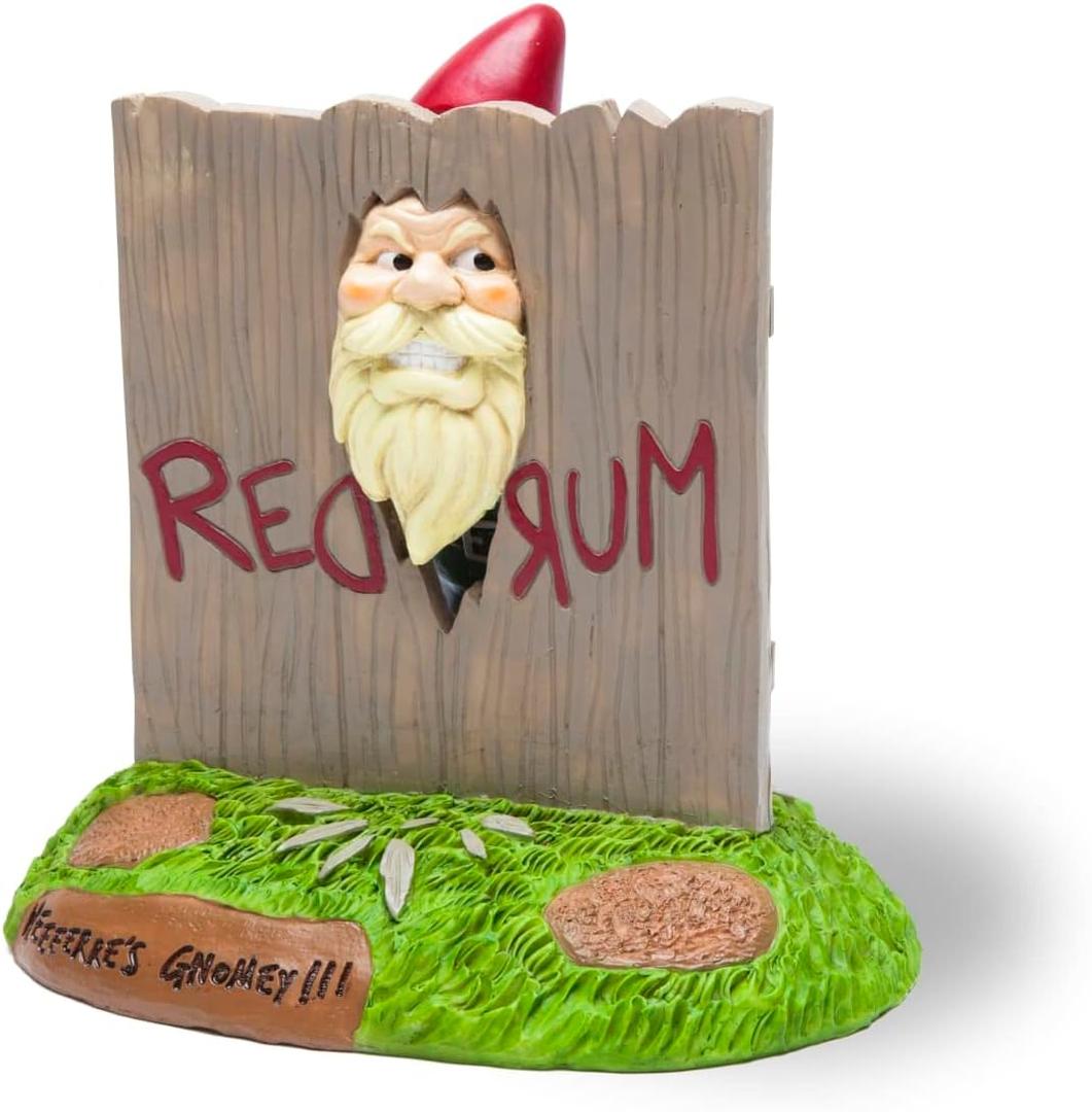 Shining Gnome Garden Gnome - Funny Gnomes for Outdoor Spaces - Weatherproof Redrum Scary Yard Statue - Horror Movie Lawn Gnome for Halloween Decorations - 9.5"