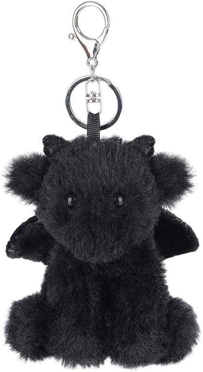Apricot Lamb Cute Toys Plush Dragon Dinosaur Stuffed Animal Soft Keychain for Kids Bag, Purse, Backpack, Handbag (5 Inches)  (Black)